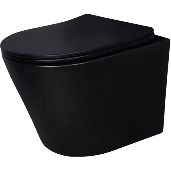 Унитаз подвесной GID Tr2130bm безободковый, с сиденьем микролифт, черный матовый