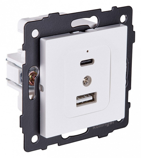 Розетка 2хUSB type A и C без рамки Kollinger  REA-037WM