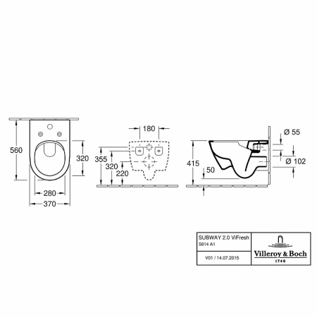Подвесной унитаз Villeroy&Boch Subway 2.0 5614A101