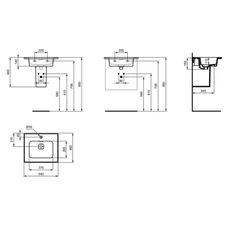 Раковина 54x46 см Ideal Standard Strada II T298801