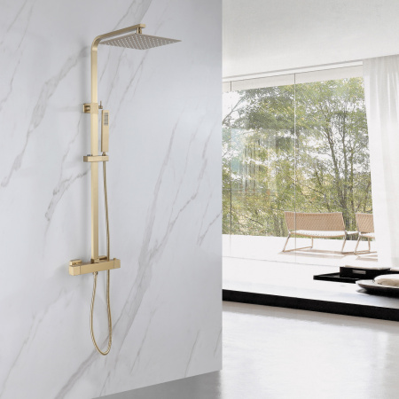 Душевая стойка Abber Daheim AF8260GL с термостатом золото матовое