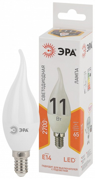 Лампа светодиодная Эра Стандарт E14 11Вт 2700K LED BXS-11W-827-E14