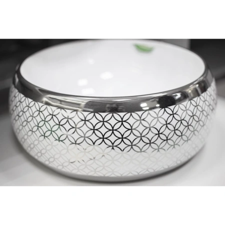 Раковина-чаша CeramaLux 5004SP 40x40 см, накладная, белый/серебряный