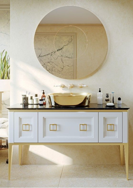 Тумба с раковиной Bagno Piu Tribeca 140 белый матовый/золото