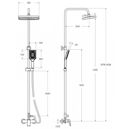 Душевая стойка BelBagno Due DUE-DOCM-CRM
