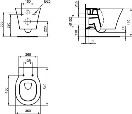 Комплект с инсталляцией Ideal Standard ProSys™ + Connect air E212801