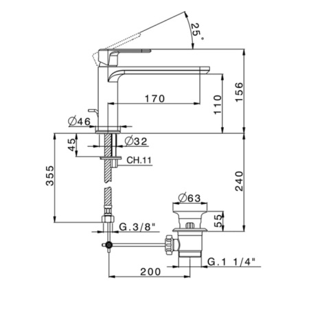 Смеситель для раковины Cisal LineaViva LV00151021