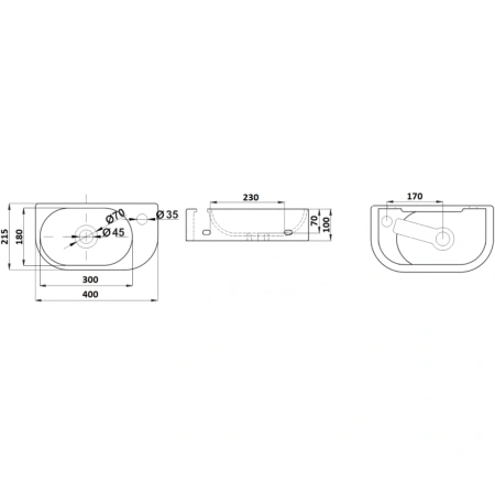 Раковина CeramaLux 78204L 40x21,5 см L, рукомойник, белый