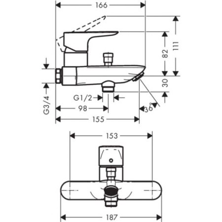 Смеситель для ванны hansgrohe Talis E ВМ 71741000