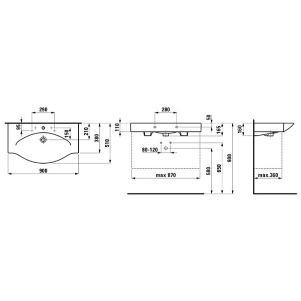 Раковина Laufen Palace 90 8.1170.2.000.104.R