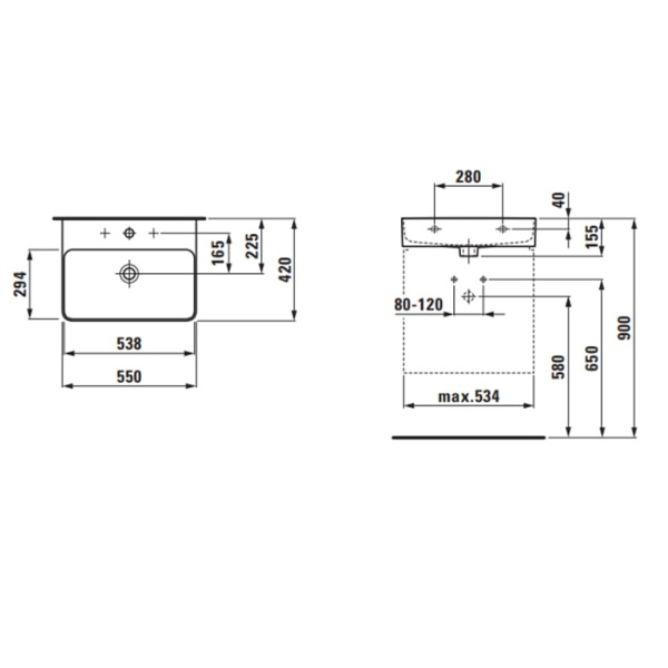 Раковина Laufen VAL 55 8.1028.2.000.104.1