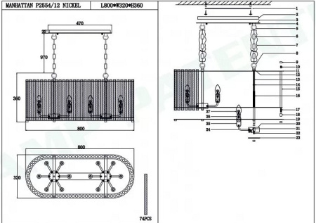 Подвесной светильник iLamp Manhattan P2554-12 NIC