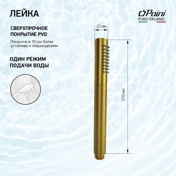 Душевая лейка Paini Tonda 53PJ155AS золото матовое
