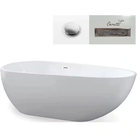 Акриловая ванна Ceruttispa Mimi CT9671 170x80 см, отдельностоящая, белый