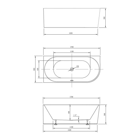 Акриловая ванна Vincea 170x80 VBT-402-1700L левосторонняя