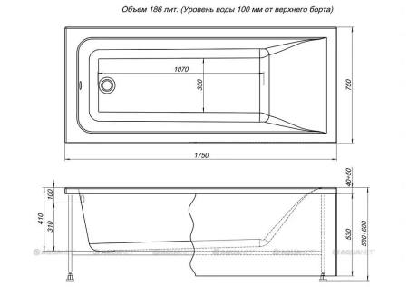 Акриловая ванна Aquanet Bright 175х75 216295 белый