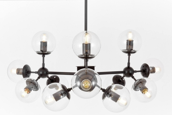 Люстра на штанге LUMINA DECO Zodiak LDP 160-12 BK+PR
