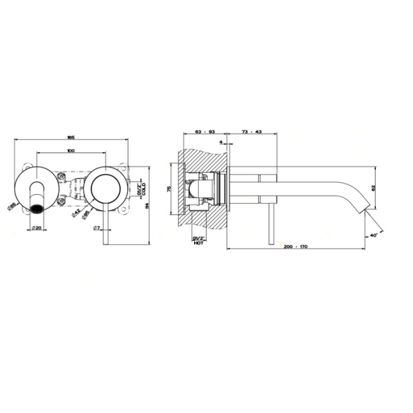 Смеситель для раковины Gessi 316 54086#239 нержавейка