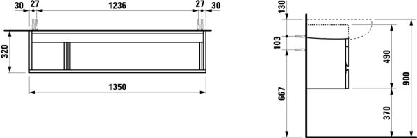 Тумба под раковину Laufen Alessi 4.2436.0.097.630.1 тёмно-коричневая
