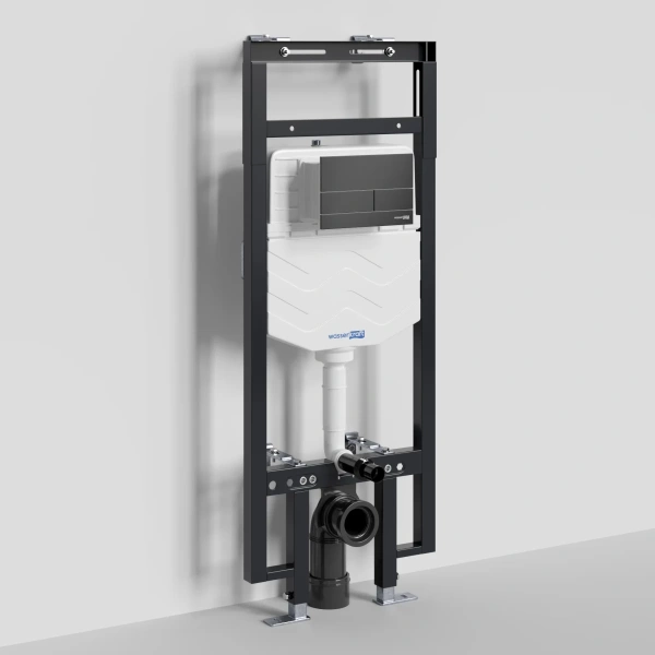 Инсталляция для унитаза WasserKRAFT Dinkel 58 58TLT.010.ME.MB04 с кнопкой смыва, черный матовый