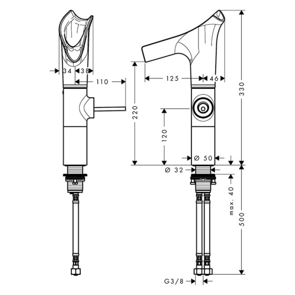 Смеситель для раковины Axor Starck V 12114000