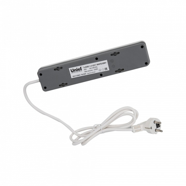 Сетевой фильтр Uniel S-GSR3-1,5 U2C1 WHITE/GREY UL-00012107