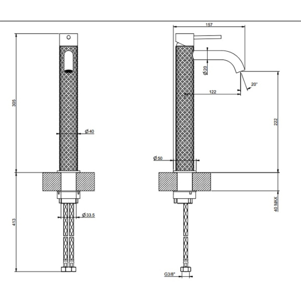 Смеситель для раковины Gessi 316 54109#707 черный матовый
