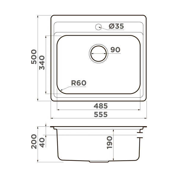 Кухонная мойка Omoikiri Ashi 56-IN нержавеющая сталь/нержавеющая сталь 4993449