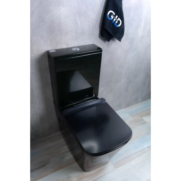 Унитаз-компакт GID Tr2170BL безободковый, с сиденьем микролифт, черный глянец