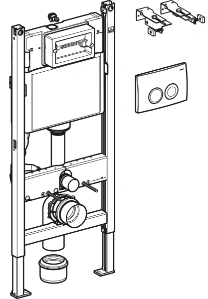 Инсталляция для унитаза Geberit Duofix Delta 458.120.11.1 с кнопкой смыва, белый