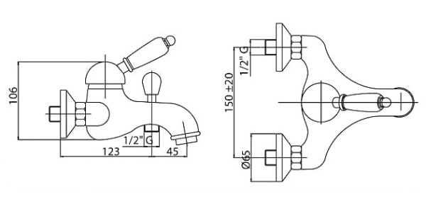 Смеситель для ванны Cezares Vintage VINTAGE-VM-03/24-Sw