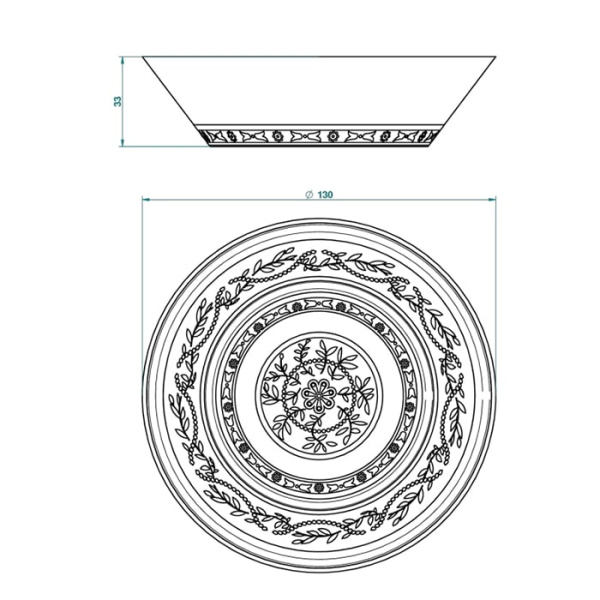 Блюдо THG Marquise noir dcor Or A7F.A02.4615 белый