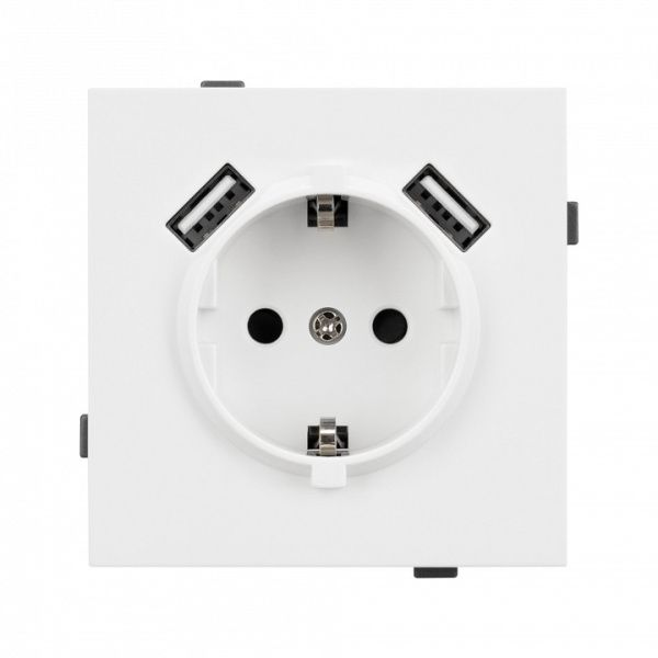 Розетка с заземлением и 2хUSB type A, без рамки Arlight SCT-TENDO 054082