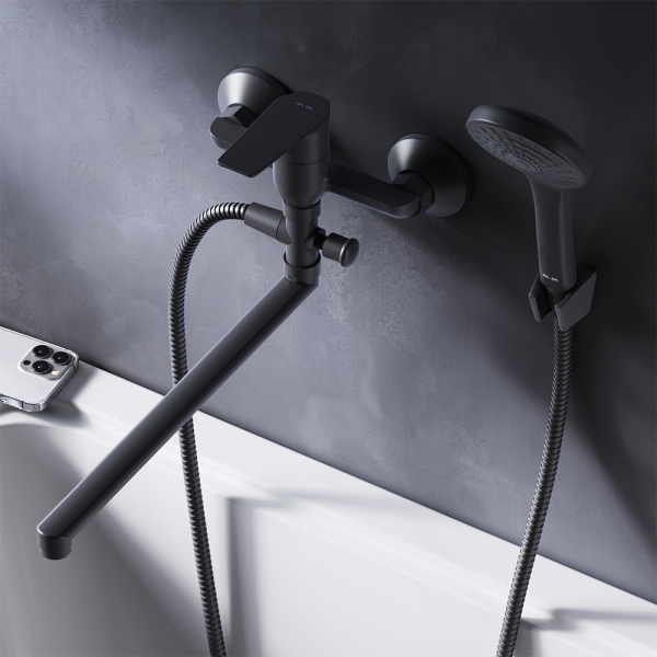 Смеситель для ванны AM.PM Gem F90A90122 с ручным душем черный матовый