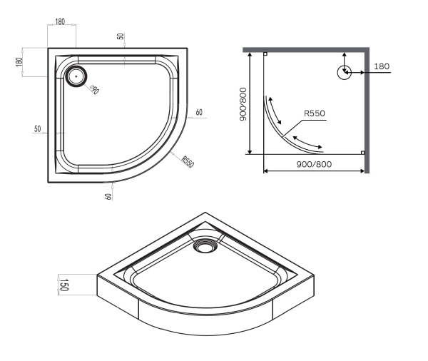 Душевой поддон AM.PM X-Joy W88T-205-090W64