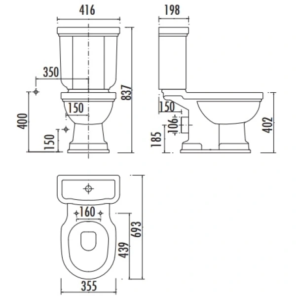 Чаша напольного унитаза с функцией биде Creavit Klasik KL310-00CB00E-0000