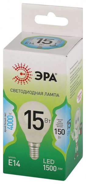 Лампа светодиодная Эра Green Line E14 15Вт 4000K LED P45-15W-840-E14 GL