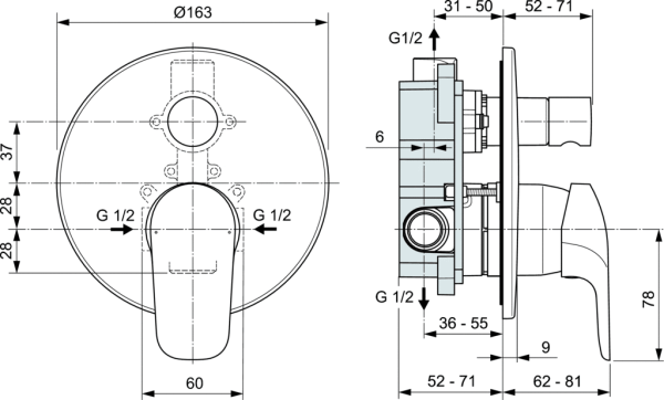 Смеситель для ванны и душа Ideal Standard Ceraflex A6758AA