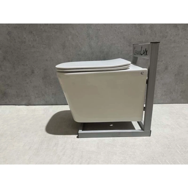 Унитаз подвесной CeramaLux TR5170 безободковый, торнадо, с сиденьем микролифт, белый