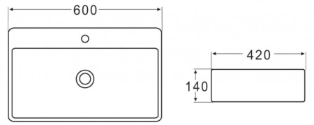 Раковина накладная BelBagno BB1338 600x420x140