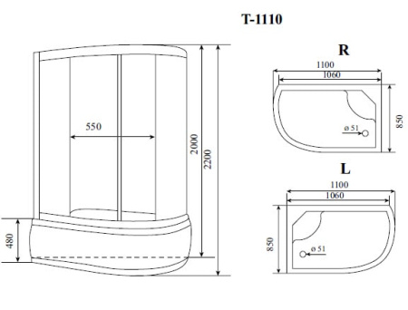 Душевая кабина Timo Standart T-1110 L левостороняя
