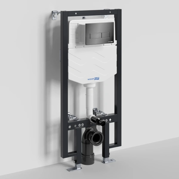 Инсталляция для унитаза WasserKRAFT Vils 56 56TLT.010.ME.PB03 с кнопкой смыва, черный глянец
