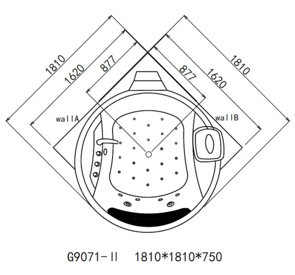 Акриловая ванна Gemy 181х181 G9071 II K белый