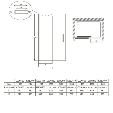 Дверь в нишу Jacob Delafon Contra 180 E22C180-GA