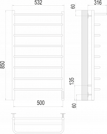 Полотенцесушитель электрический Terminus Полка П8 500х850 4670078524836