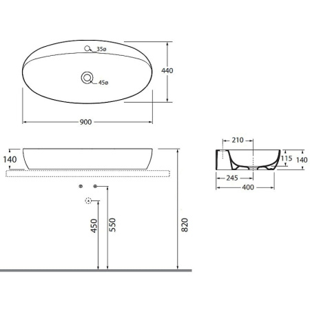 Раковина Azzurra Elegance Circle 90 ELLA090440CMBI/(ECI90M bi)*1