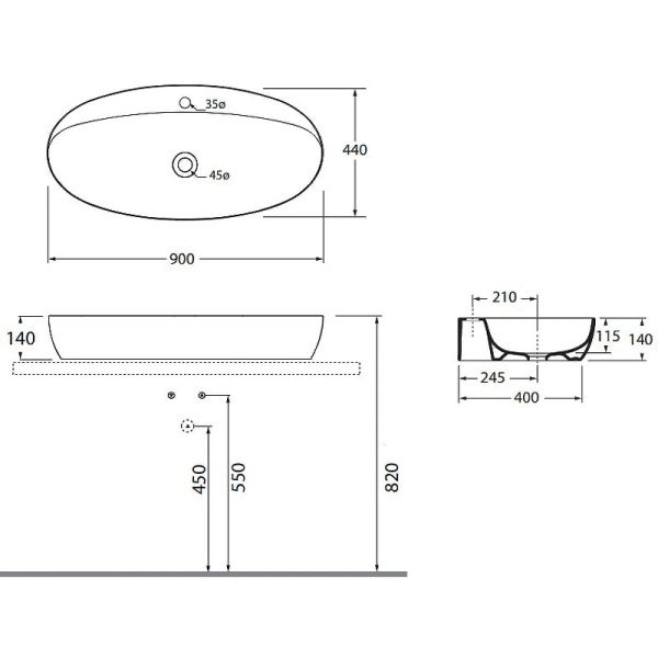 Раковина Azzurra Elegance Circle 90 ELLA090440CMBI/(ECI90M bi)*1