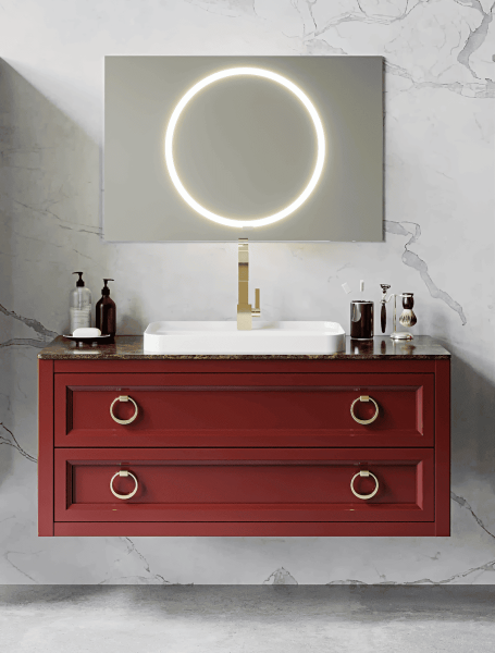 Тумба с раковиной Bagno Piu Vintage 120 глянцевый кофе/золото
