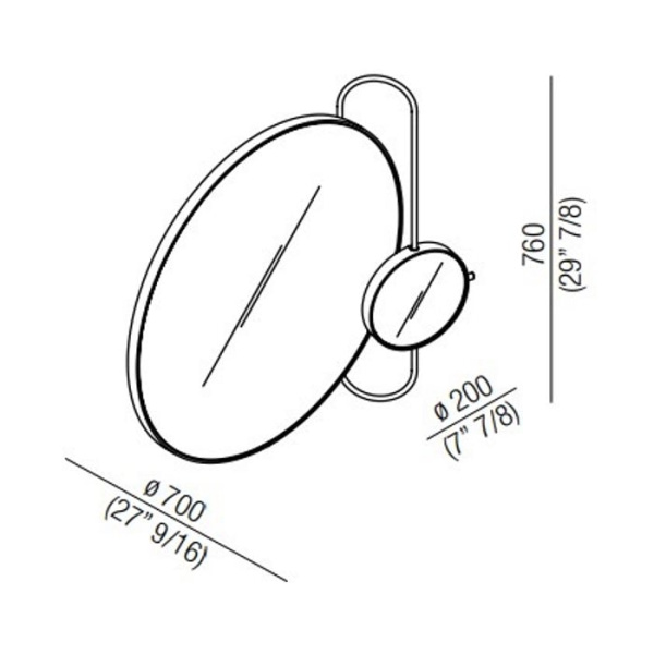 Зеркало Agape Nudo LED 76x70 ASPE039E черный
