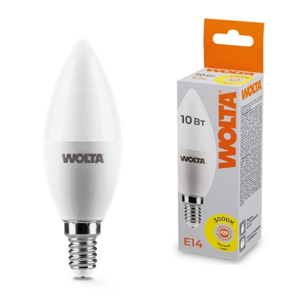 Лампа светодиодная Wolta E14 10Вт 3000K 25YC10E14